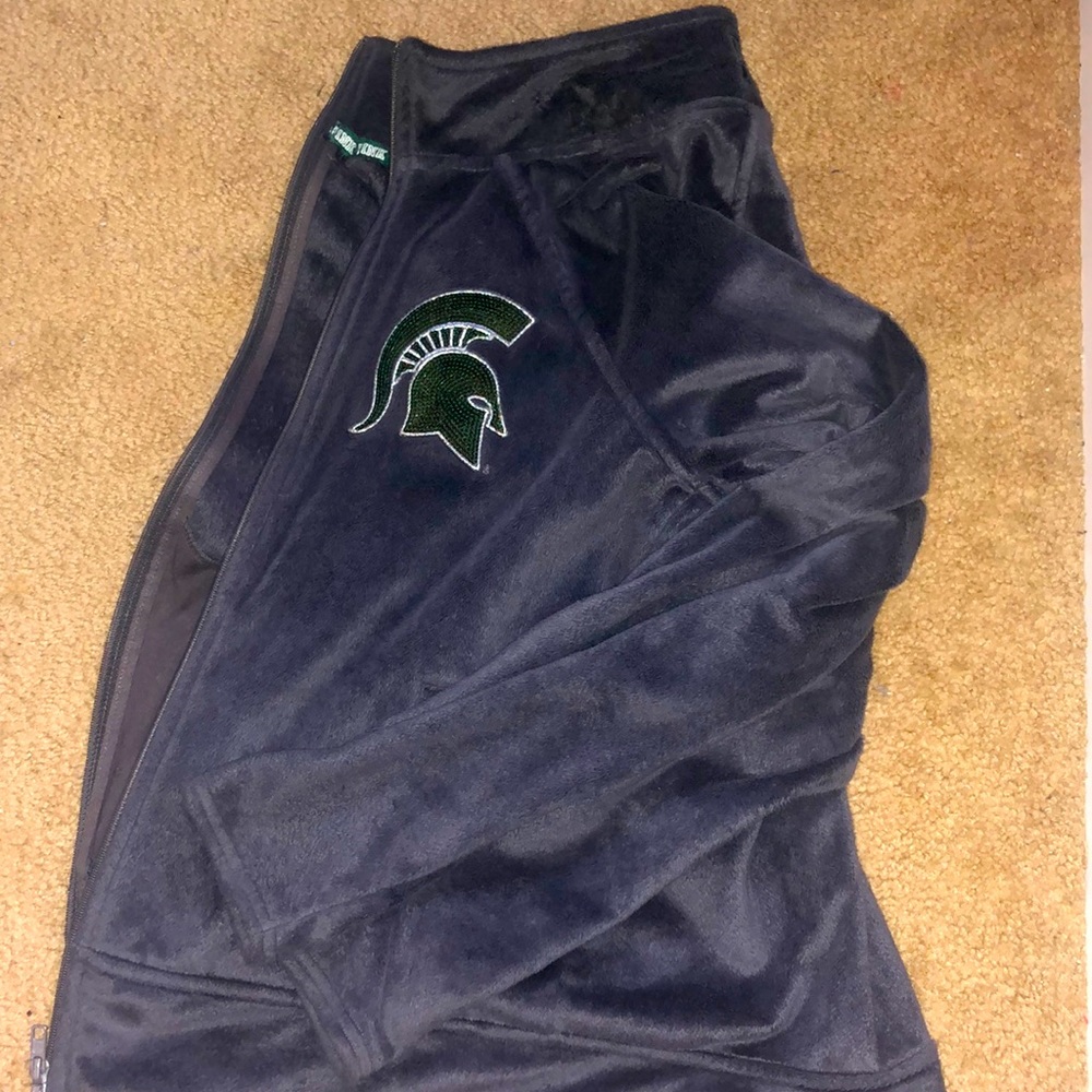 PINK zip up hoodie MI State